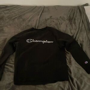 Champ, black crewneck hoodie